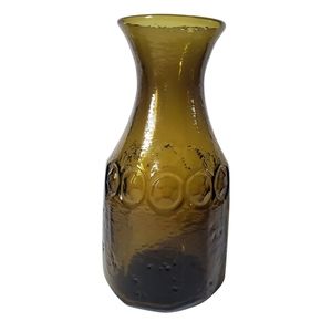 Vintage mcm retro Francisco Madeira olive green glass carafe